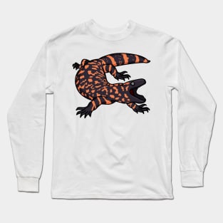 Hungry gila monster lizard cartoon illustration Long Sleeve T-Shirt